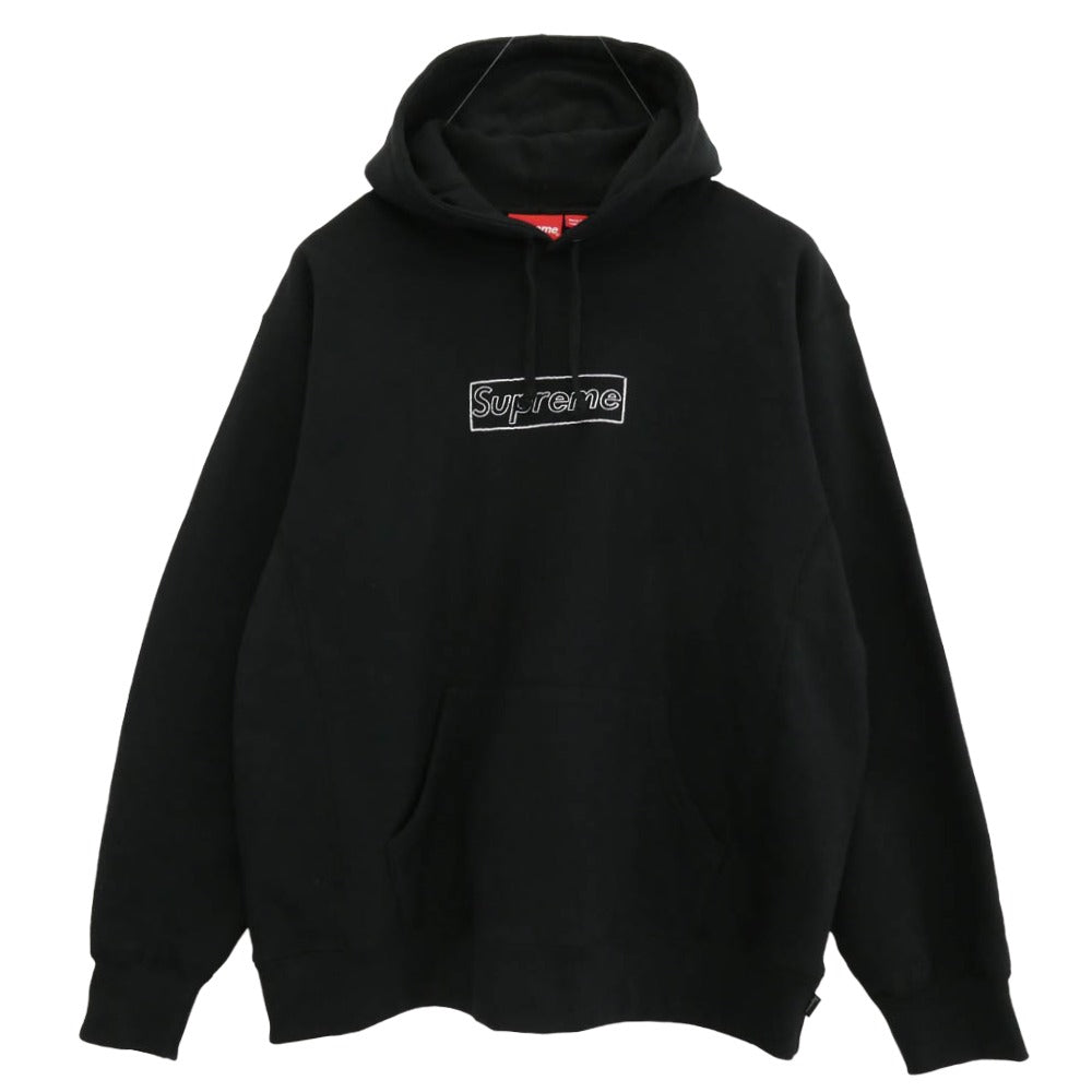 Supreme シュプリーム 21AW KAWS Chalk Logo Hooded Sweatshirt カウズ チョーク ロゴ フーディー スウェットシャツ パーカー ブラック系 L【美品】【中古】