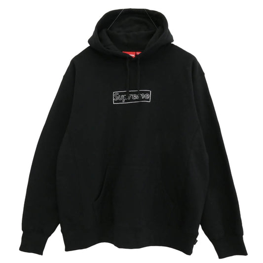Supreme シュプリーム 21AW KAWS Chalk Logo Hooded Sweatshirt カウズ チョーク ロゴ フーディー スウェットシャツ パーカー ブラック系 L【美品】【中古】