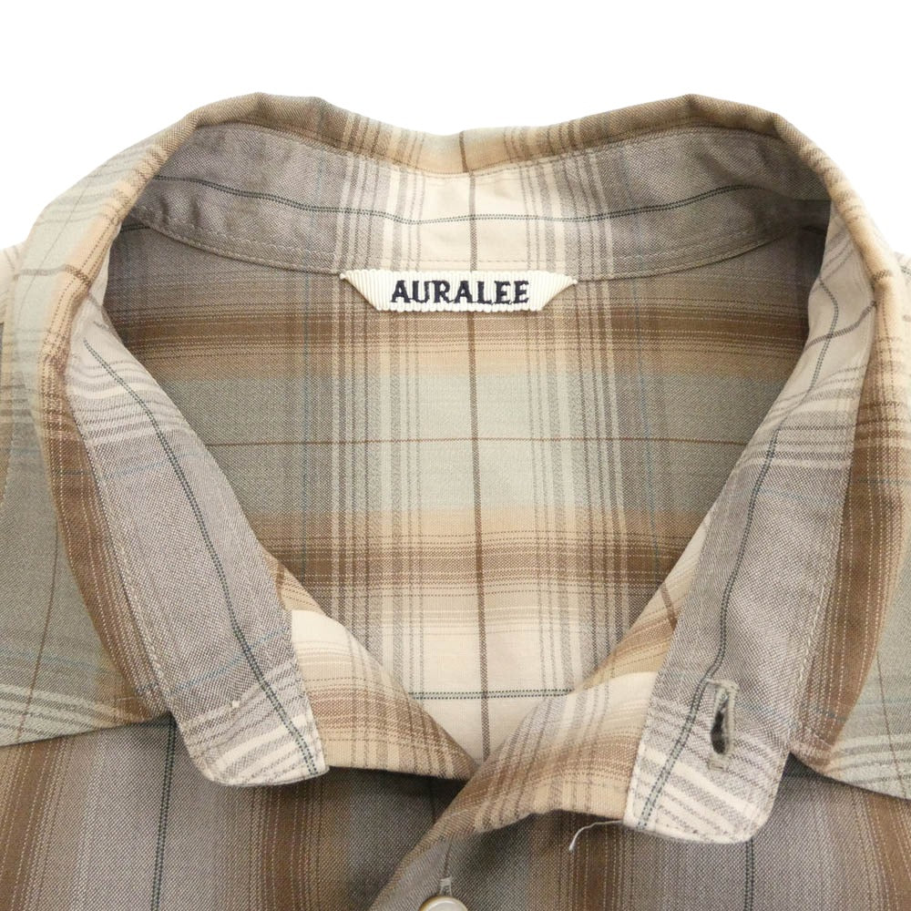 AURALEE オーラリー 25SS A25SS01LC SUPER LIGHT WOOL CHECK SHIRT スーパー ライト ウール チェック 長袖 シャツ ベージュ系 マルチカラー系 5【中古】