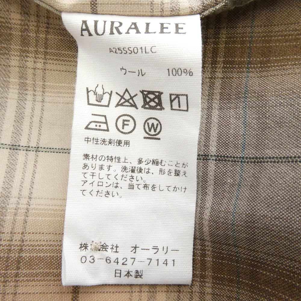 AURALEE オーラリー 25SS A25SS01LC SUPER LIGHT WOOL CHECK SHIRT スーパー ライト ウール チェック 長袖 シャツ ベージュ系 マルチカラー系 5【中古】