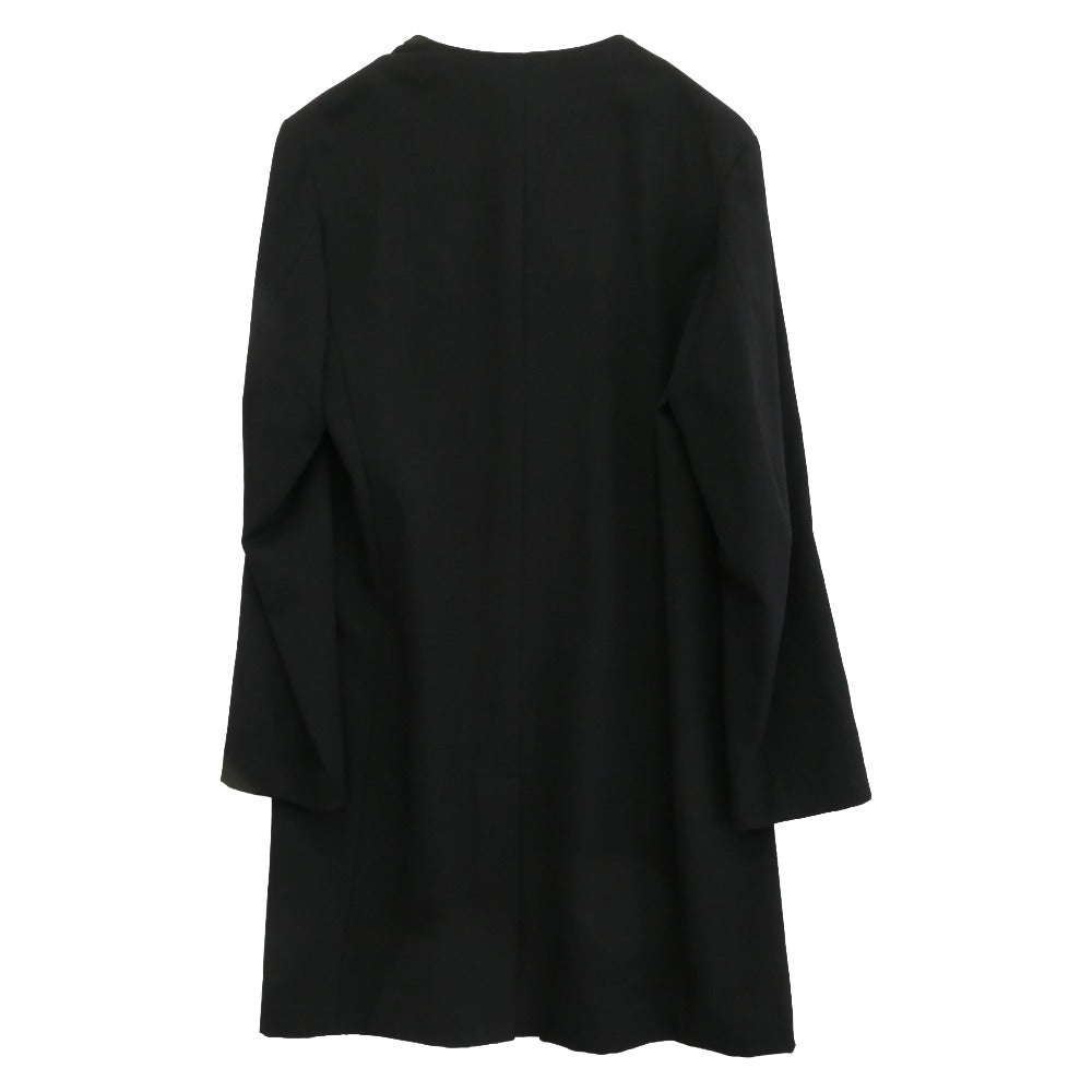 Yohji Yamamoto POUR HOMME ヨウジヤマモトプールオム 23SS HZ-J05-100 シワギャバ ノーカラー ロング ジャケット ブラック系 2【中古】