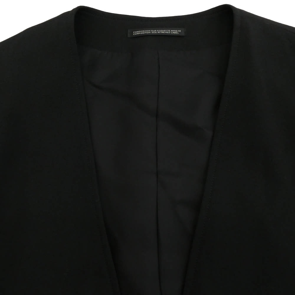 Yohji Yamamoto POUR HOMME ヨウジヤマモトプールオム 23SS HZ-J05-100 シワギャバ ノーカラー ロング ジャケット ブラック系 2【中古】