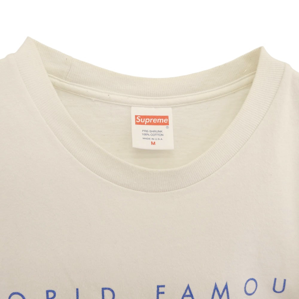 Supreme シュプリーム 15SS World Famous Tee ワールドフェイマス ロゴプリント Tシャツ 半袖カットソー ホワイト系 M【中古】