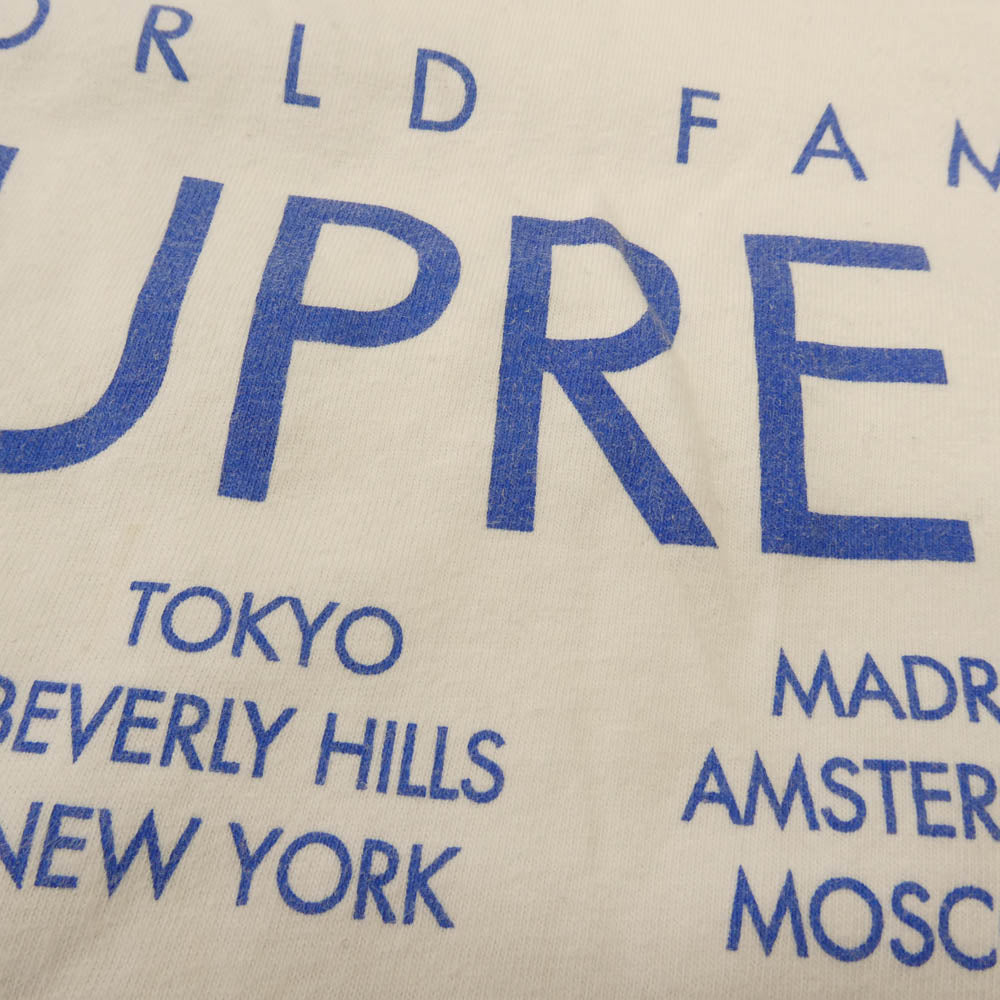 Supreme シュプリーム 15SS World Famous Tee ワールドフェイマス ロゴプリント Tシャツ 半袖カットソー ホワイト系 M【中古】