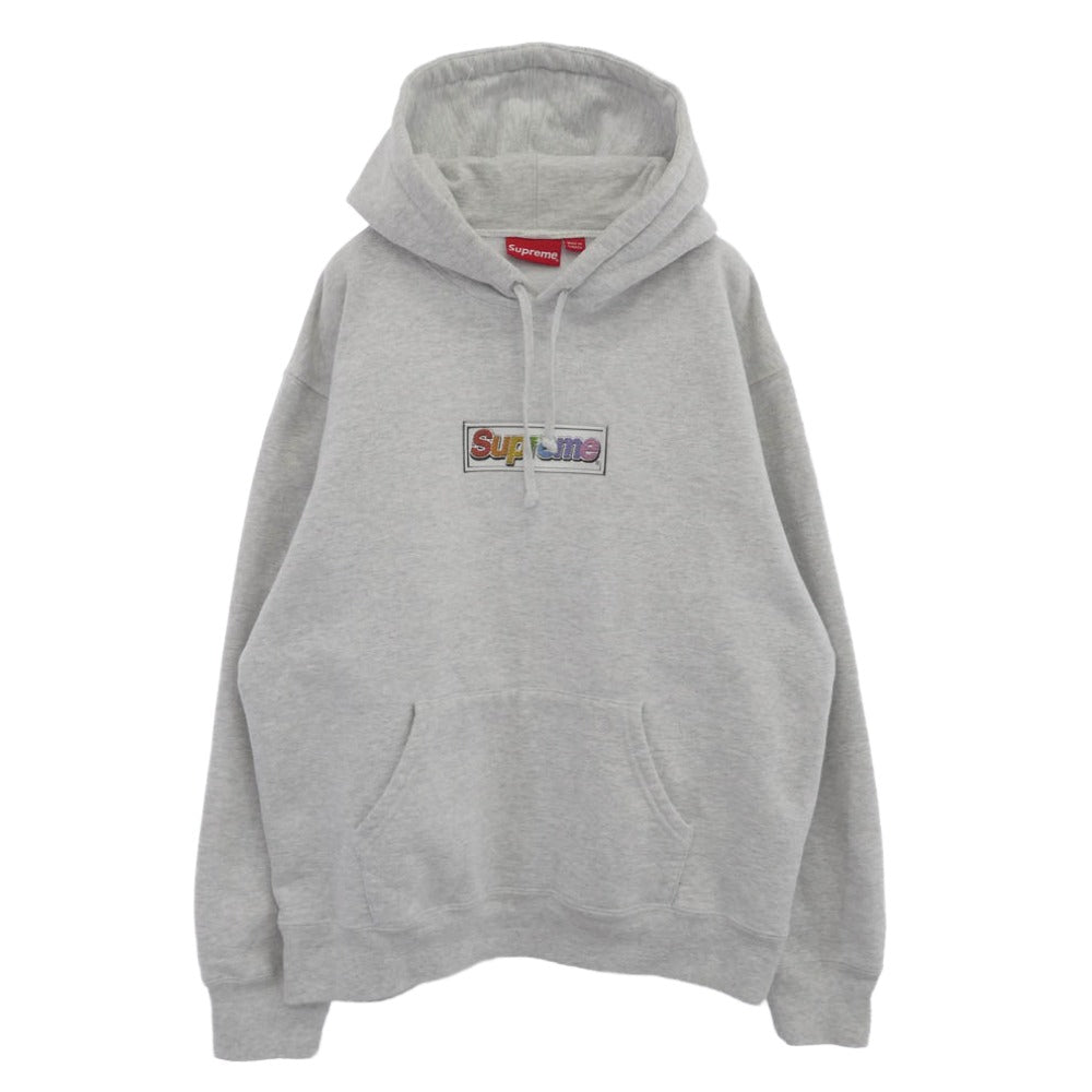Supreme シュプリーム 22SS Bling Box Logo Hooded Sweatshirt ブリングボックスロゴ フーデッド スウェットシャツ プルオーバーパーカー グレー系 M【中古】