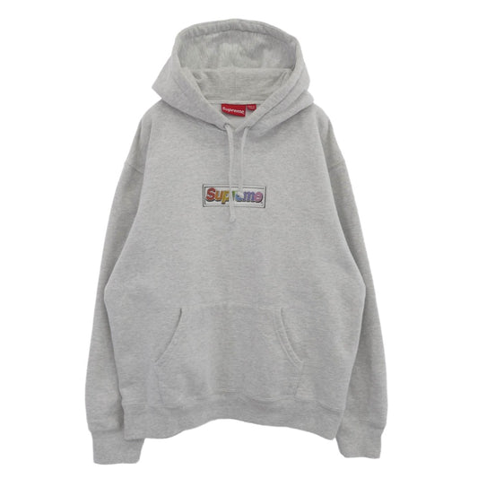 Supreme シュプリーム 22SS Bling Box Logo Hooded Sweatshirt ブリングボックスロゴ フーデッド スウェットシャツ プルオーバーパーカー グレー系 M【中古】