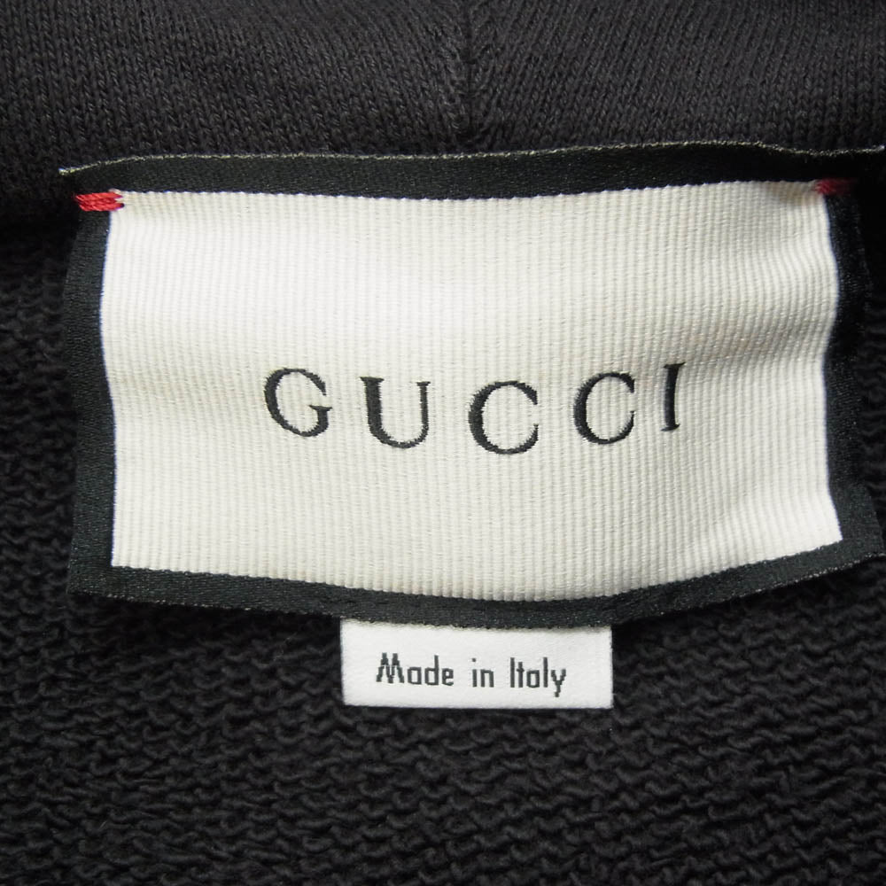GUCCI グッチ 20aw 627079 アーム ロゴプリント ハーフジップ プルオーバー パーカー スウェット ブラック系 L【中古】