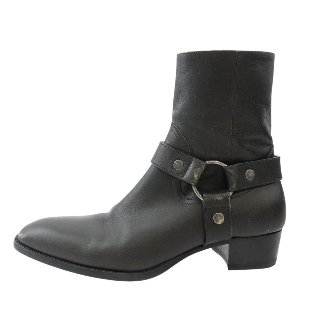 サンローラン　スタッズベルト　ナロー SAINT LAURENT サンローラン GRZ347357 3連バックル レザー ナロー