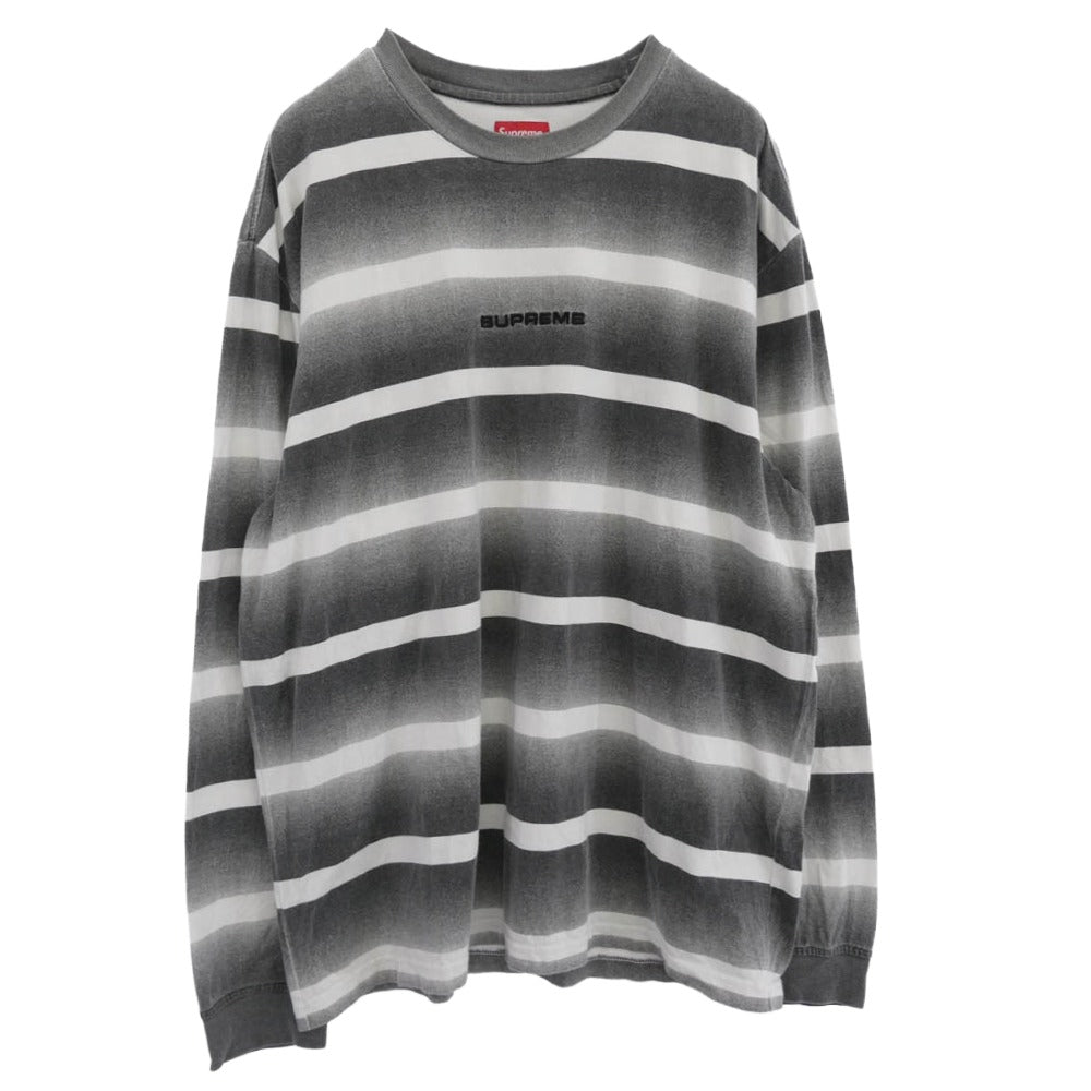 Supreme シュプリーム 20SS Fade stripe L/S Top フェード ストライプ ロングスリーブ 長袖 Tシャツ グレー系 M【中古】