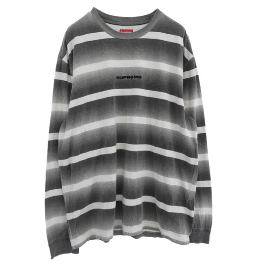 Supreme シュプリーム 20SS Fade stripe L/S Top フェード ストライプ ロングスリーブ 長袖 Tシャツ グレー系 M【中古】