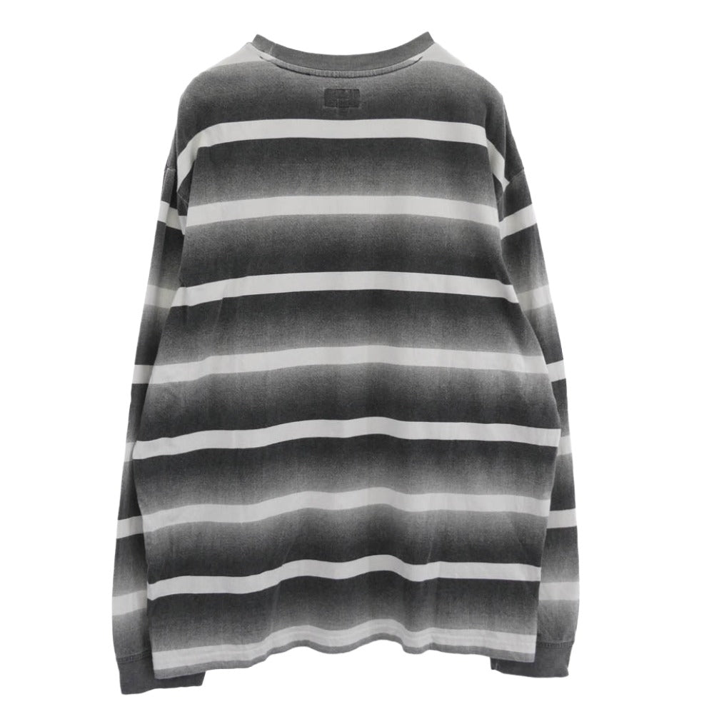 Supreme シュプリーム 20SS Fade stripe L/S Top フェード ストライプ ロングスリーブ 長袖 Tシャツ グレー系 M【中古】