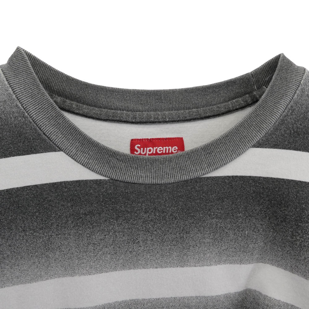 Supreme シュプリーム 20SS Fade stripe L/S Top フェード ストライプ ロングスリーブ 長袖 Tシャツ グレー系 M【中古】