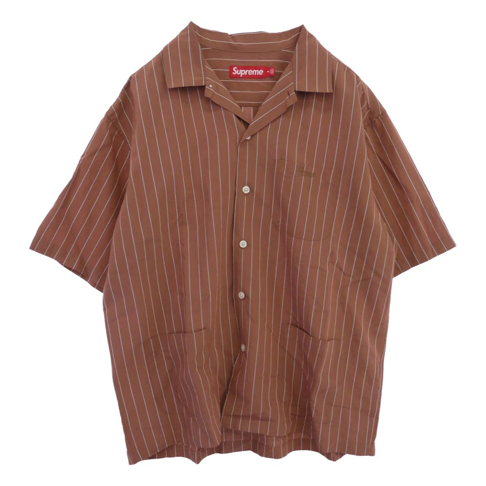 Supreme シュプリーム 25SS Stripe Pajama Shirt ストライプ パジャマ 半袖 シャツ ブラウン系 M【極上美品】【中古】
