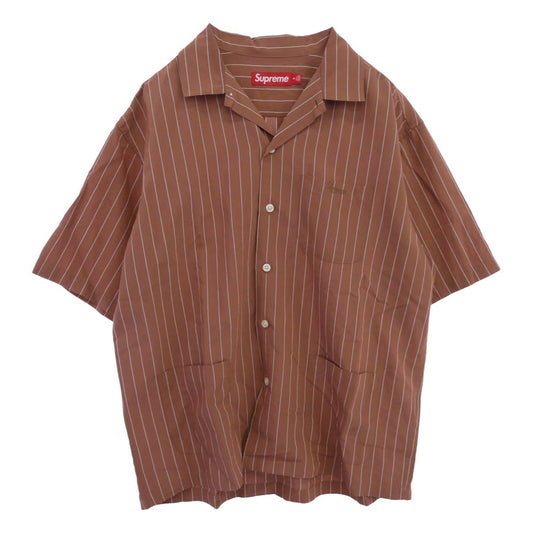 Supreme シュプリーム 25SS Stripe Pajama Shirt ストライプ パジャマ 半袖 シャツ ブラウン系 M【極上美品】【中古】