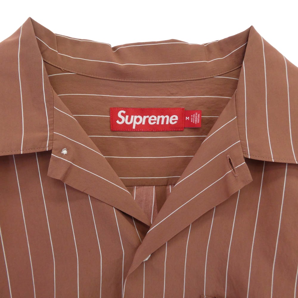 Supreme シュプリーム 25SS Stripe Pajama Shirt ストライプ パジャマ 半袖 シャツ ブラウン系 M【極上美品】【中古】