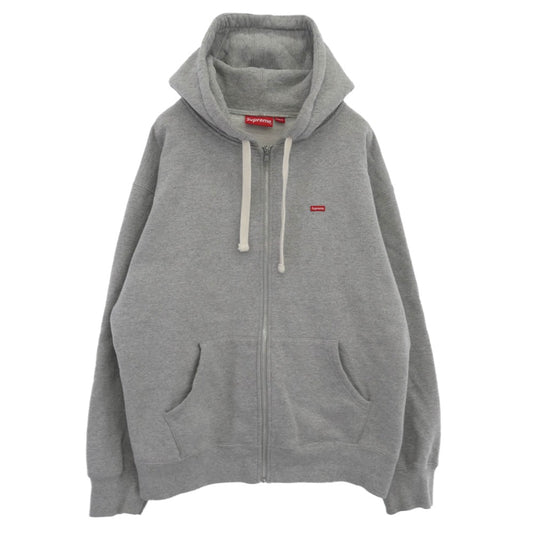 Supreme シュプリーム 22AW Small Box Drawcord Zip Up Hooded Sweatshirt スモールボックスロゴ ドローコード ジップアップスウェットパーカー フーディー グレー系 L【中古】