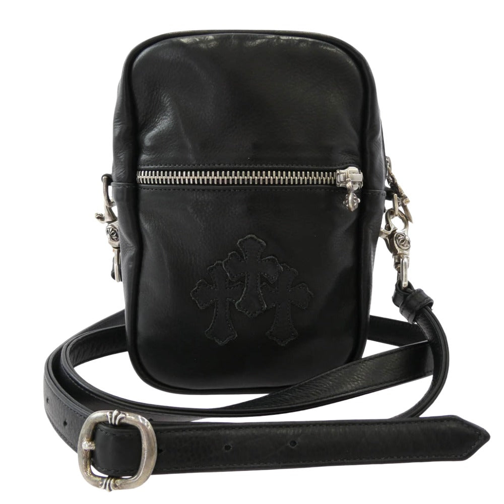 CHROME HEARTS クロムハーツ（原本無） TAKA MINI LTHR タカミニ セメタリークロスパッチ レザー ショルダーバッグ ブラック系【中古】