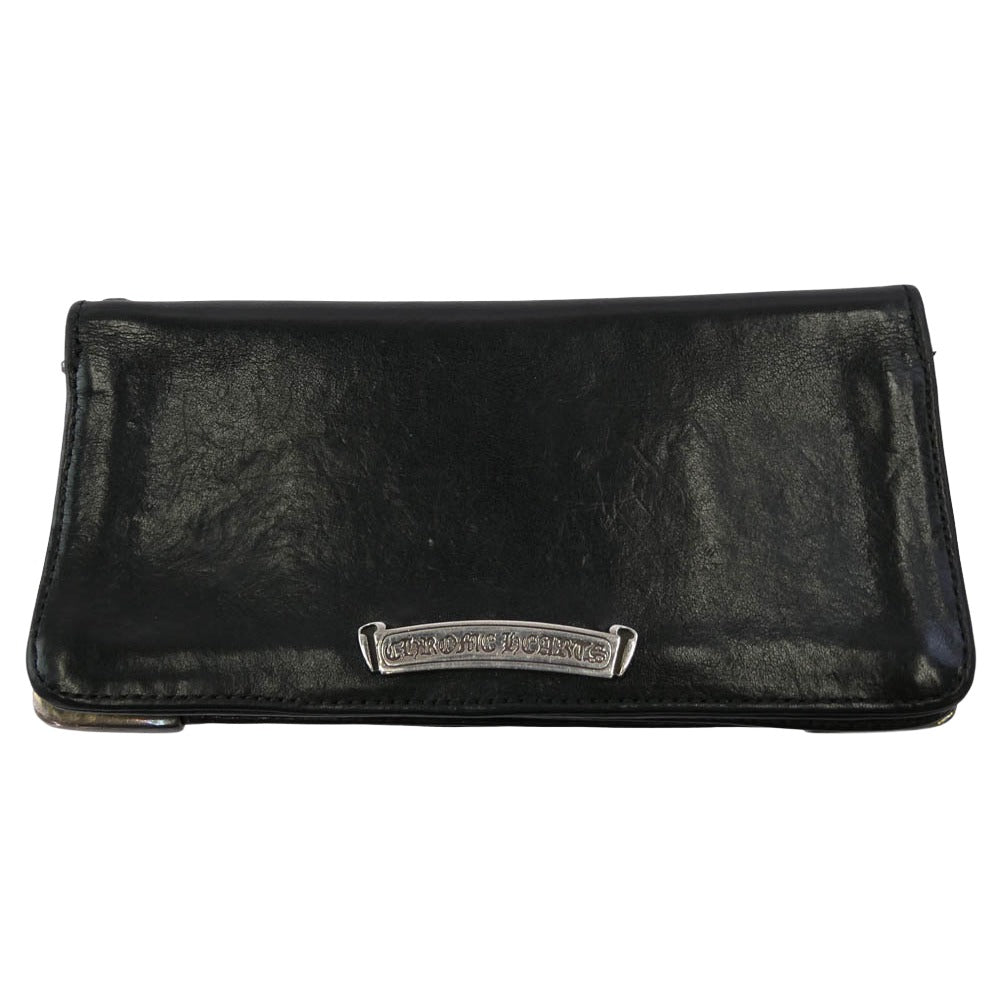 CHROME HEARTS クロムハーツ（原本無） LNG SNGL FLD TIPS シングルフォールド レザー財布 ブラック系 シルバー系【中古】