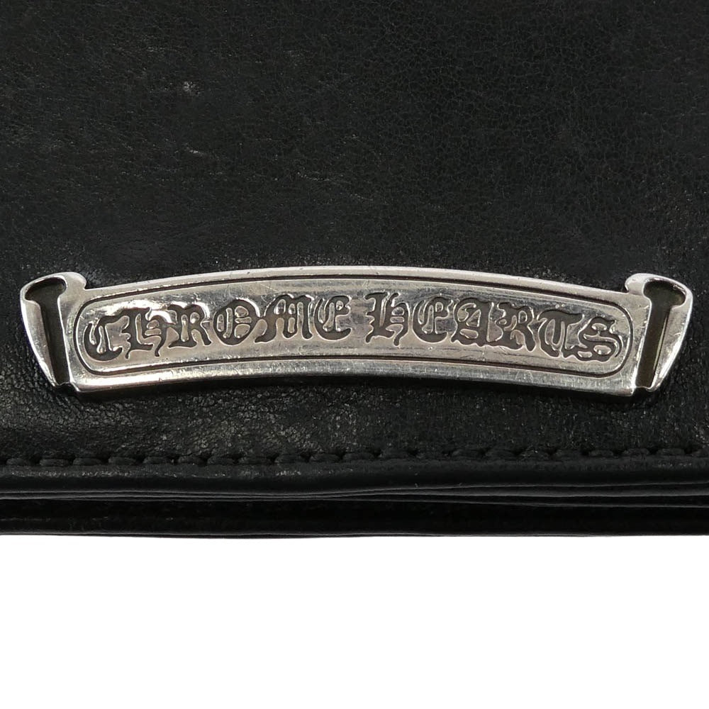 CHROME HEARTS クロムハーツ（原本無） LNG SNGL FLD TIPS シングルフォールド レザー財布 ブラック系 シルバー系【中古】