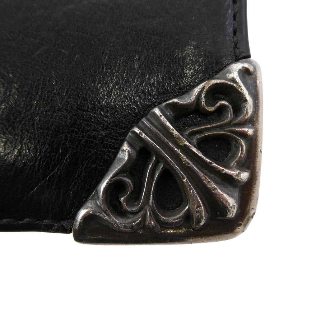 CHROME HEARTS クロムハーツ（原本無） LNG SNGL FLD TIPS シングルフォールド レザー財布 ブラック系 シルバー系【中古】
