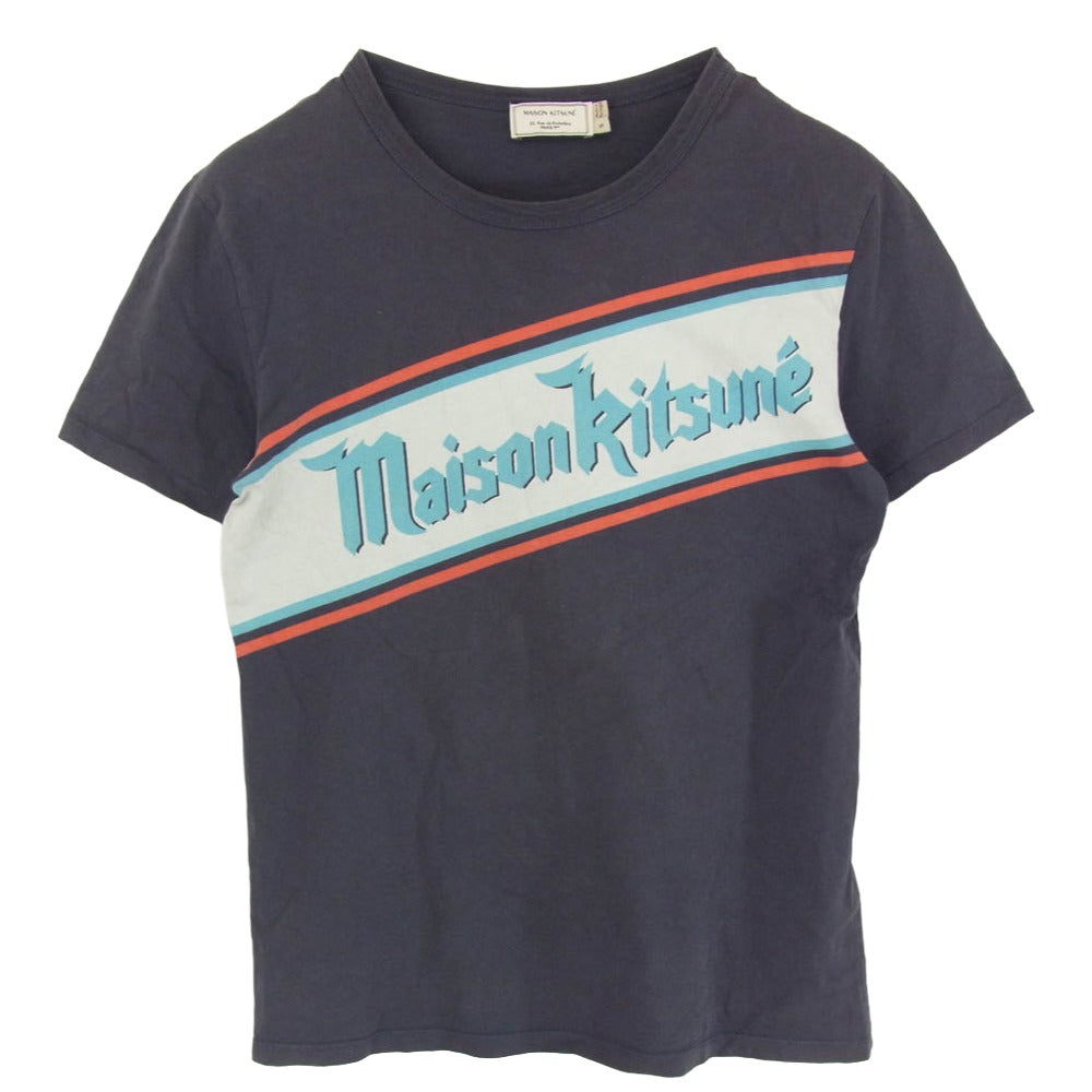 MAISON KITSUNE メゾンキツネ SS16M729 ロゴプリント 半袖 Tシャツ グレー系 S【中古】