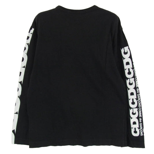 COMME des GARCONS コムデギャルソン IR-T001 GOOD DESIGN SHOP グッドデザインショップ別注 クルーネック CDG アームロゴプリント 長袖 Tシャツ ブラック系 M【中古】
