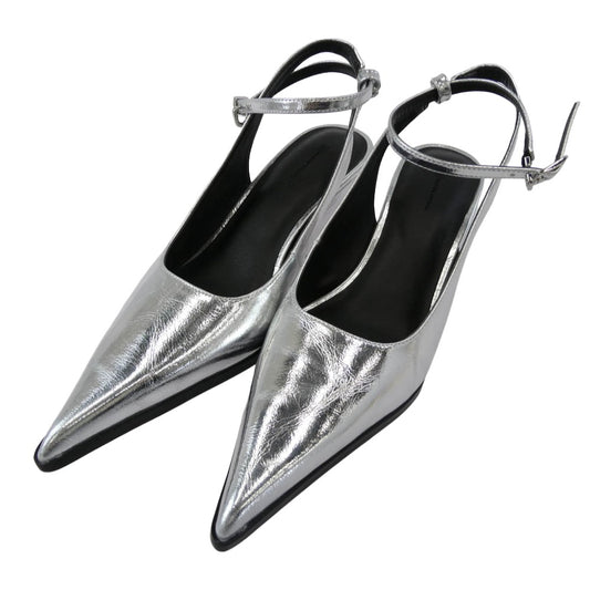 MAISON SPECIAL メゾンスペシャル 21242565502 2way Wedge Sole Pumps ポインテッドトゥ シルバー ヒール パンプス シルバー系 37【中古】