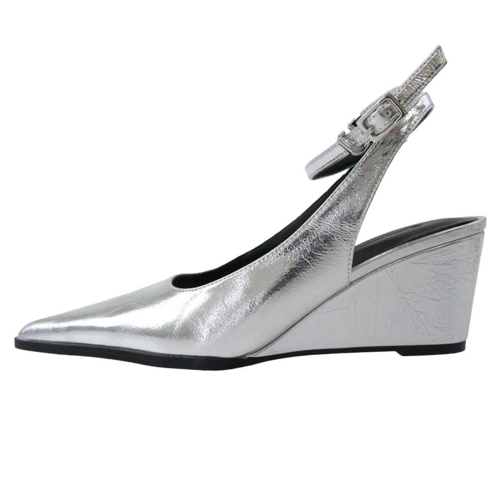 MAISON SPECIAL メゾンスペシャル 21242565502 2way Wedge Sole Pumps ポインテッドトゥ シルバー ヒール パンプス シルバー系 37【中古】