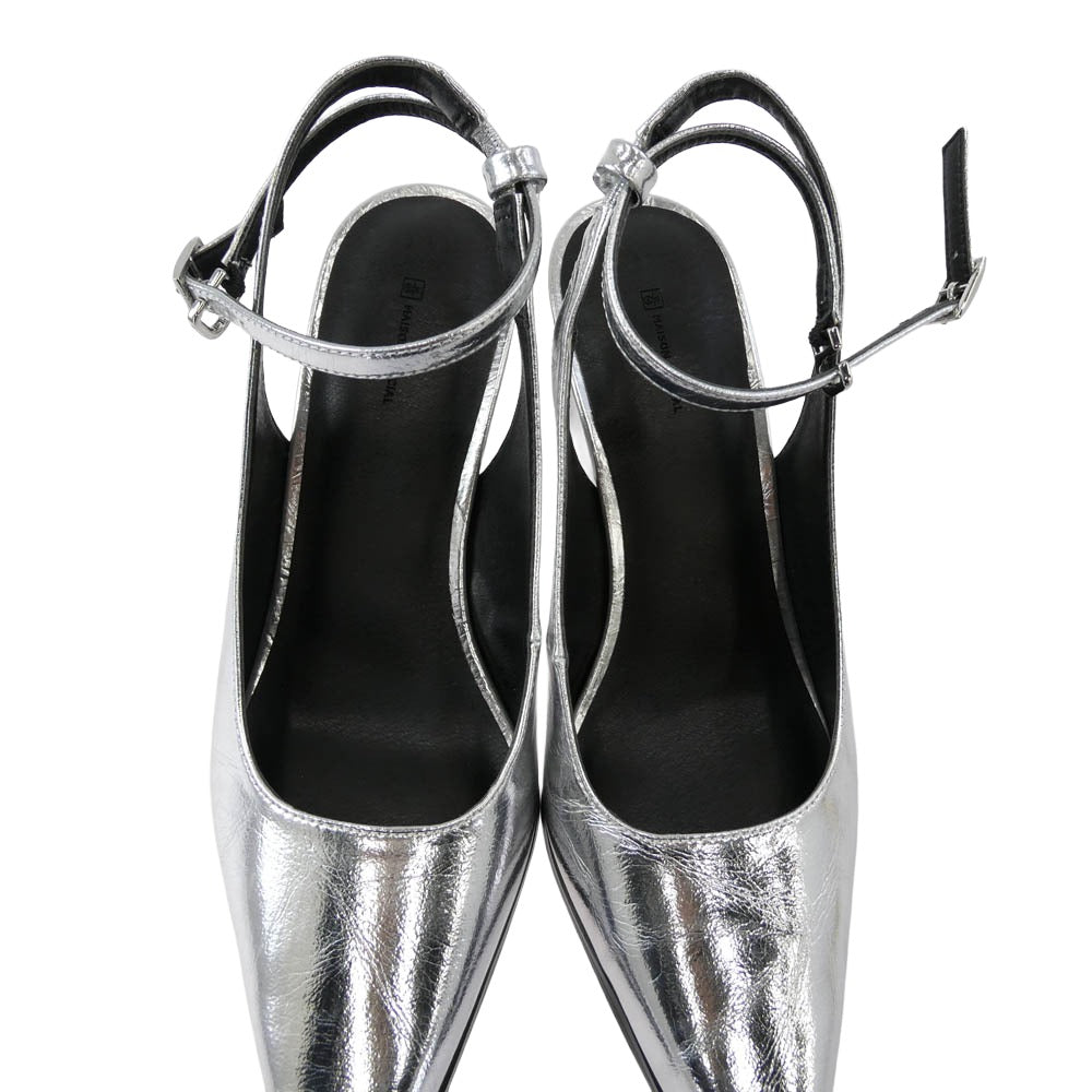 MAISON SPECIAL メゾンスペシャル 21242565502 2way Wedge Sole Pumps ポインテッドトゥ シルバー ヒール パンプス シルバー系 37【中古】