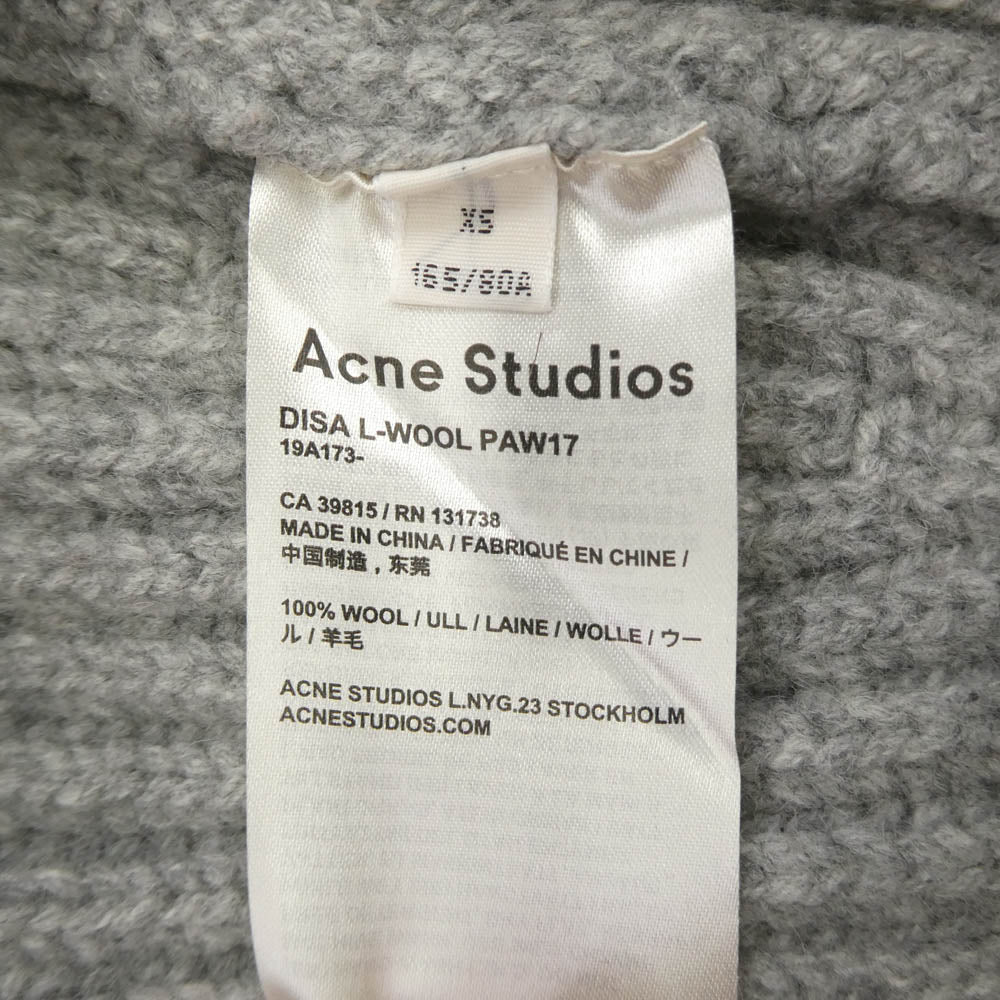 ACNE STUDIOS アクネストゥディオズ 19A173 DISA L-WOOL PAW17 タートルネック ウール セーター ニット グレー系 XS【中古】