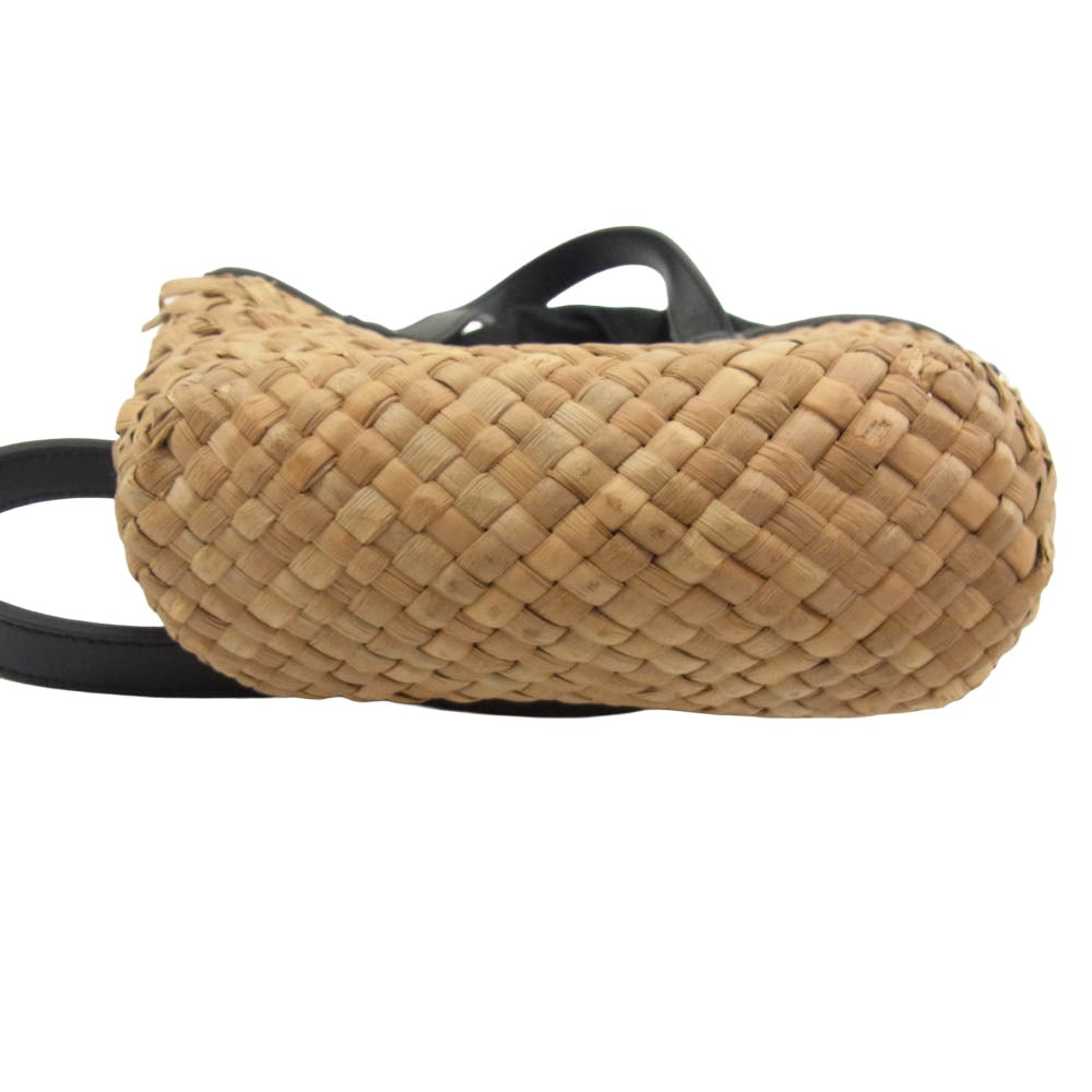 Sacai サカイ 20SS woven style logo patch bucket bag ロゴレザーパッチ かごバッグ 2WAY マルシェ バッグ ブラック系【中古】