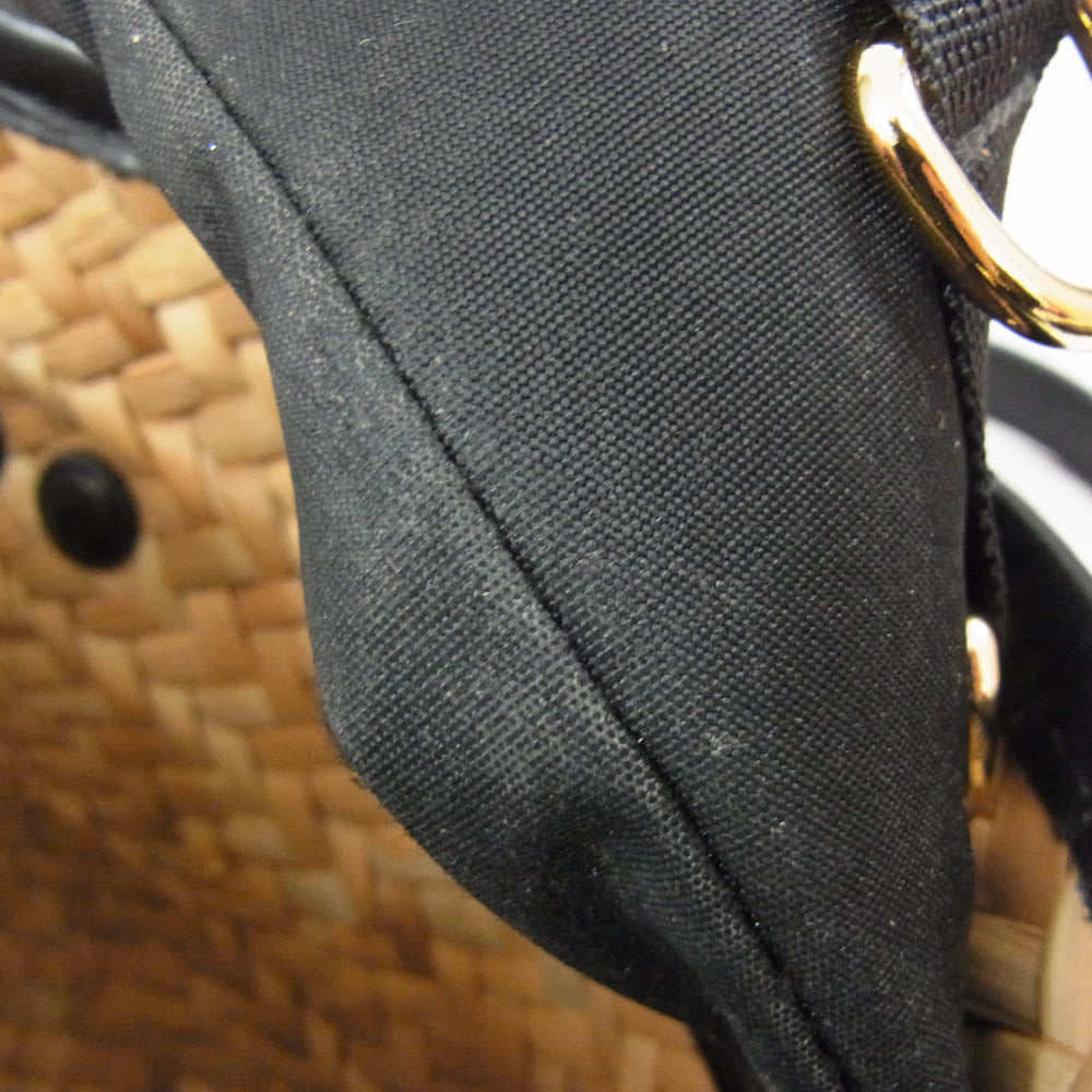 Sacai サカイ 20SS woven style logo patch bucket bag ロゴレザーパッチ かごバッグ 2WAY マルシェ バッグ ブラック系【中古】