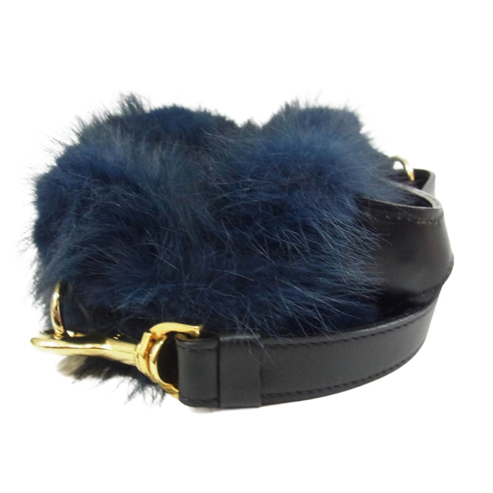 Sacai サカイ Small Pochette Faux Fur フェイクファー ハンドバッグ スモール ポシェット ネイビー系【中古】