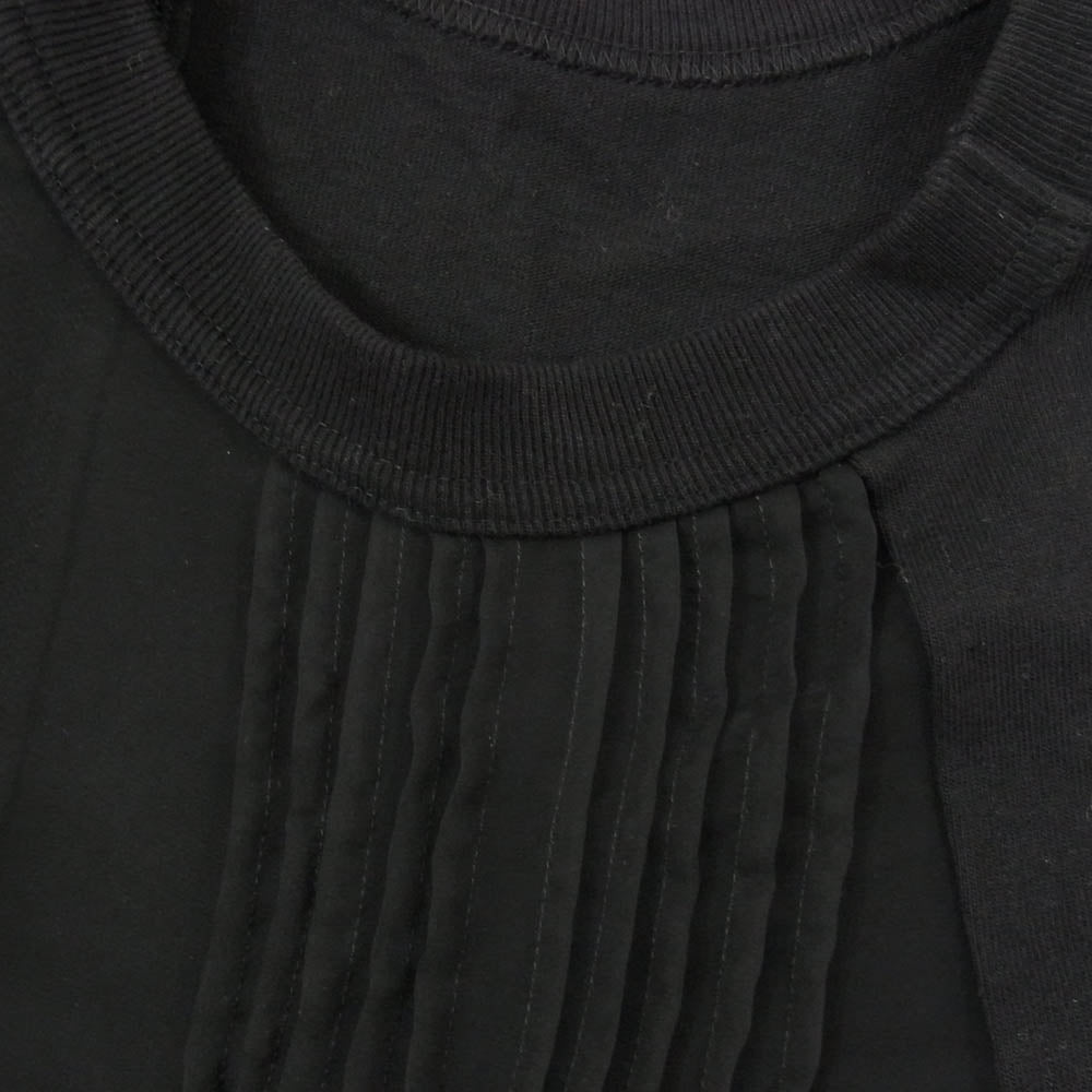 Sacai サカイ 20-05043 プリーツ加工 シフォン ドッキング 半袖 クルーネック Tシャツ ブラック系 2【中古】