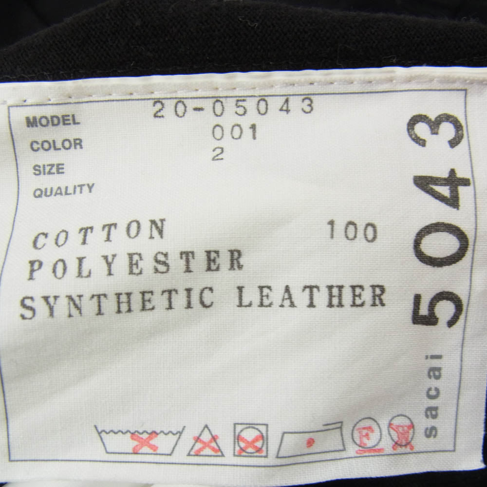 Sacai サカイ 20-05043 プリーツ加工 シフォン ドッキング 半袖 クルー