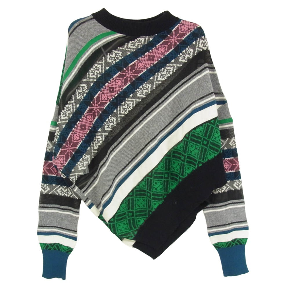 Sacai サカイ 22SS 22-05997 ラグ ジャカード アシンメトリー プルオーバー ニット セーター マルチカラー系 2【中古】