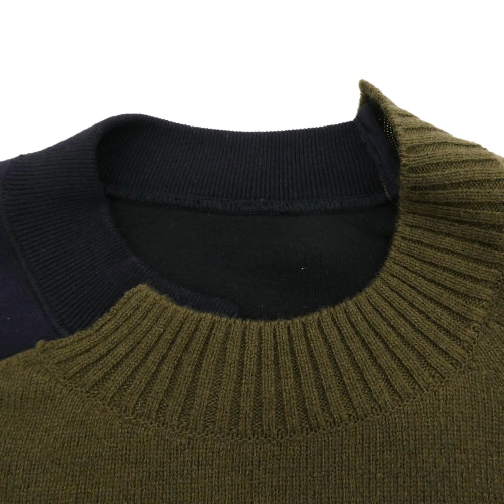 Sacai サカイ SCM-250 Wool Knit x Sponge Sweat Blouson ウールニット