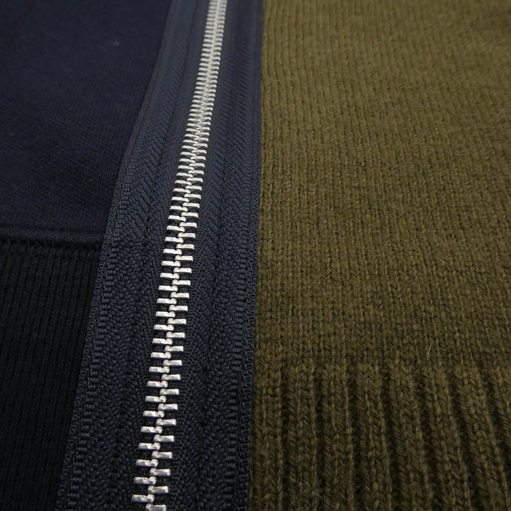 Sacai サカイ SCM-250 Wool Knit x Sponge Sweat Blouson ウールニット スポンジスウェット ドッキング ブルゾン ネイビー系 カーキ系 1【中古】