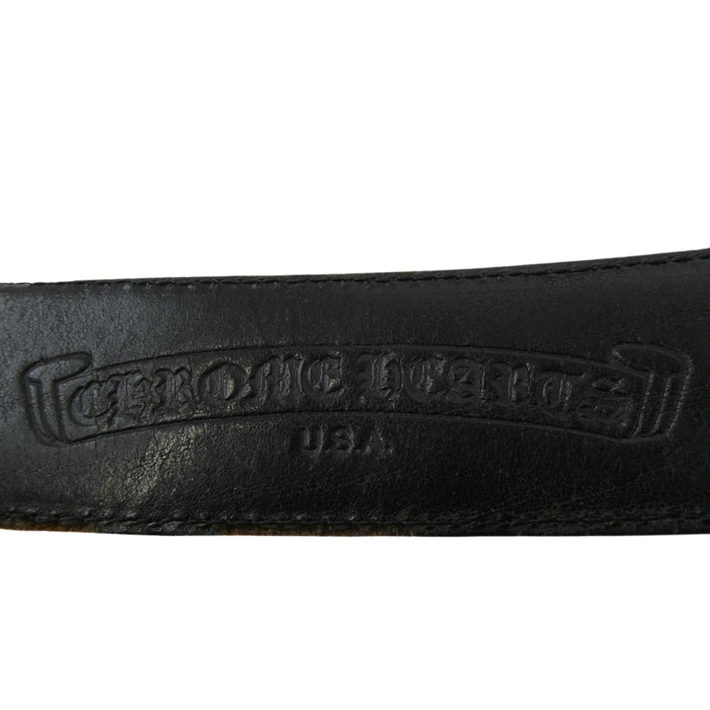 CHROME HEARTS クロムハーツ（原本無） 3PC ROLLER 1.5 3PC ローラー バックル レザー ベルト 30inch ブラック系 シルバー系 30【中古】