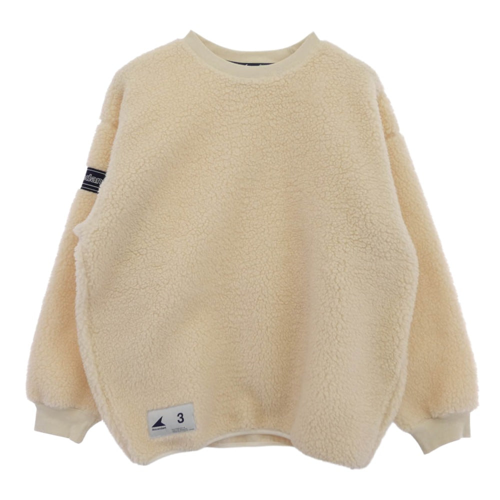DESCENDANT ディセンダント 24AW 242atds-csm14 HORIZON FLEECE CREW NECK ホライゾン ボア フリース 刺繍 クルーネック アイボリー 3【美品】【中古】
