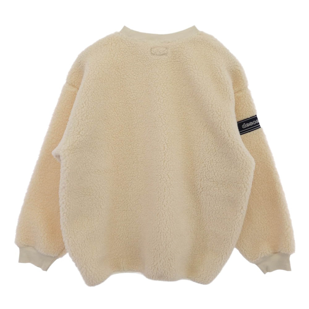 DESCENDANT ディセンダント 24AW 242atds-csm14 HORIZON FLEECE CREW NECK ホライゾン ボア フリース 刺繍 クルーネック アイボリー 3【美品】【中古】