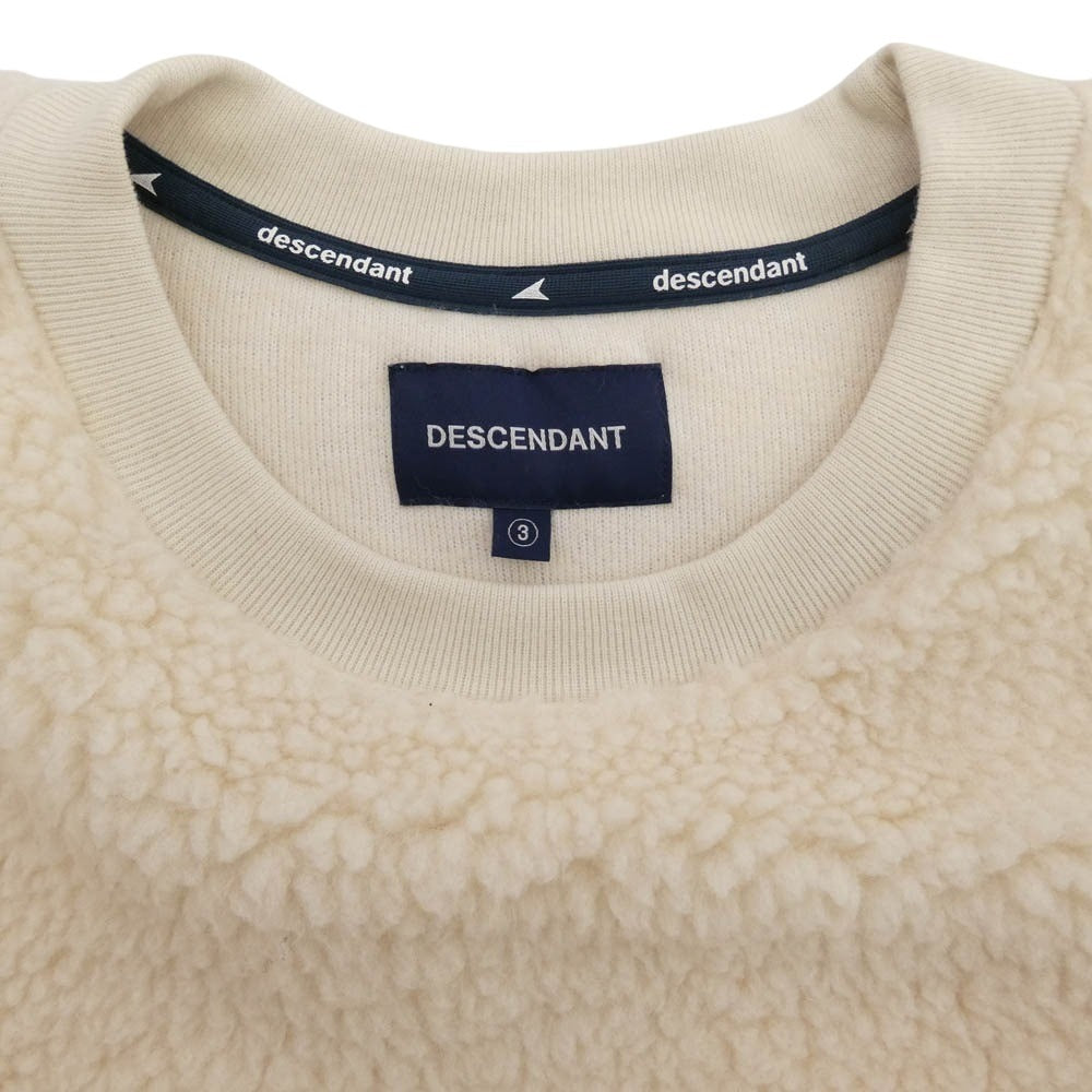 DESCENDANT ディセンダント 24AW 242atds-csm14 HORIZON FLEECE CREW NECK ホライゾン ボア フリース 刺繍 クルーネック アイボリー 3【美品】【中古】
