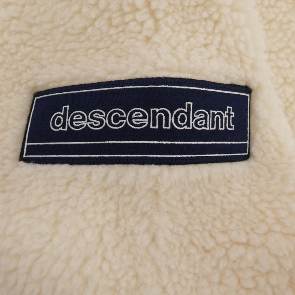 DESCENDANT ディセンダント 24AW 242atds-csm14 HORIZON FLEECE CREW NECK ホライゾン ボア フリース 刺繍 クルーネック アイボリー 3【美品】【中古】