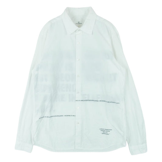 uniform experiment ユニフォームエクスペリメント 18AW UE-189012 PHILOSOPHY REGULAR COLLAR SHIRT 長袖 シャツ コットン 日本製 ホワイト系 2【中古】