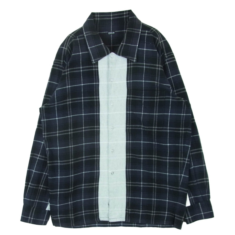 SEQUEL シークエル LINE NEL CHECK SHIRT ライン フランネル チェック 長袖 シャツ ダークネイビー系 M【中古】