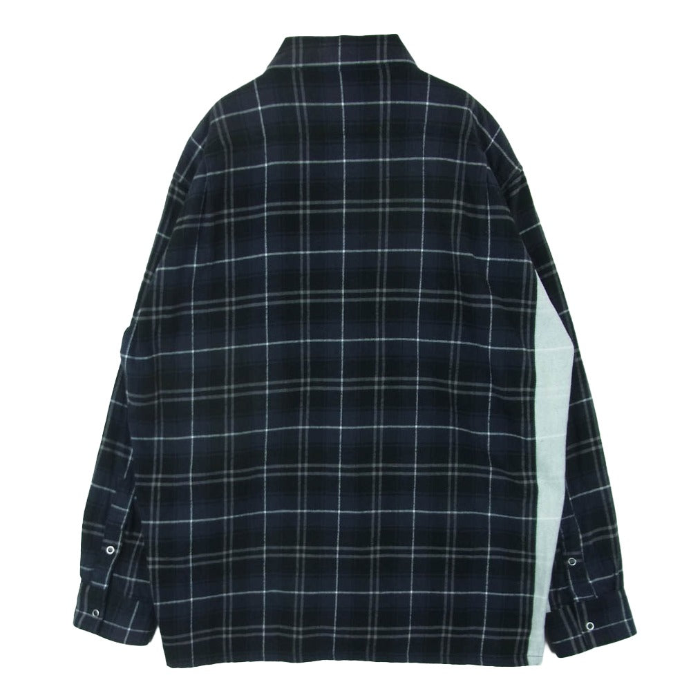 SEQUEL シークエル LINE NEL CHECK SHIRT ライン フランネル チェック 長袖 シャツ ダークネイビー系 M【中古】