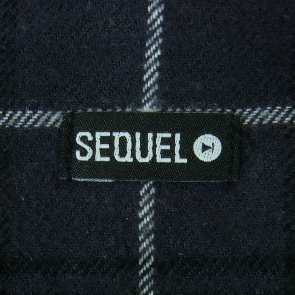 SEQUEL シークエル LINE NEL CHECK SHIRT ライン フランネル チェック 長袖 シャツ ダークネイビー系 M【中古】