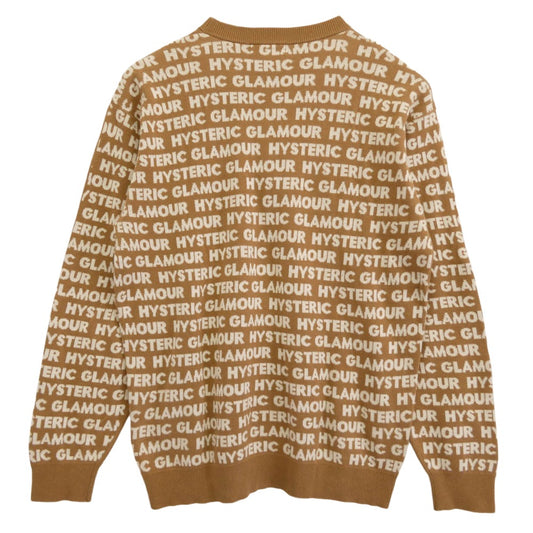 HYSTERIC GLAMOUR ヒステリックグラマー 21SS 02211NS02 HYSTERIC LOGO柄 ヒステリック ロゴ柄 ジャガード プルオーバー スウェット ベージュ系 L【中古】