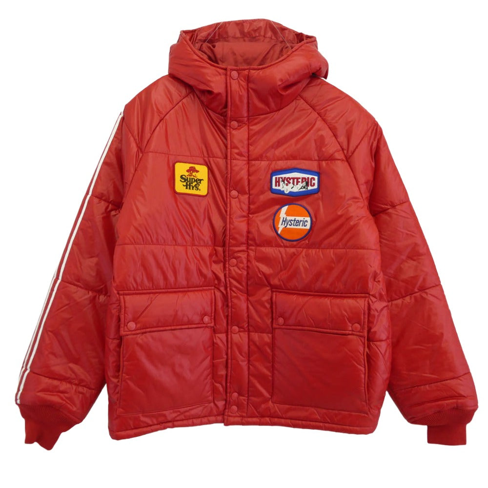 HYSTERIC GLAMOUR ヒステリックグラマー 23AW 02233AB03 HYSTERIC RACING ヒステリック レーシング ロゴ ワッペン フーデッド ブルゾン レッド系 L【新古品】【未使用】【中古】