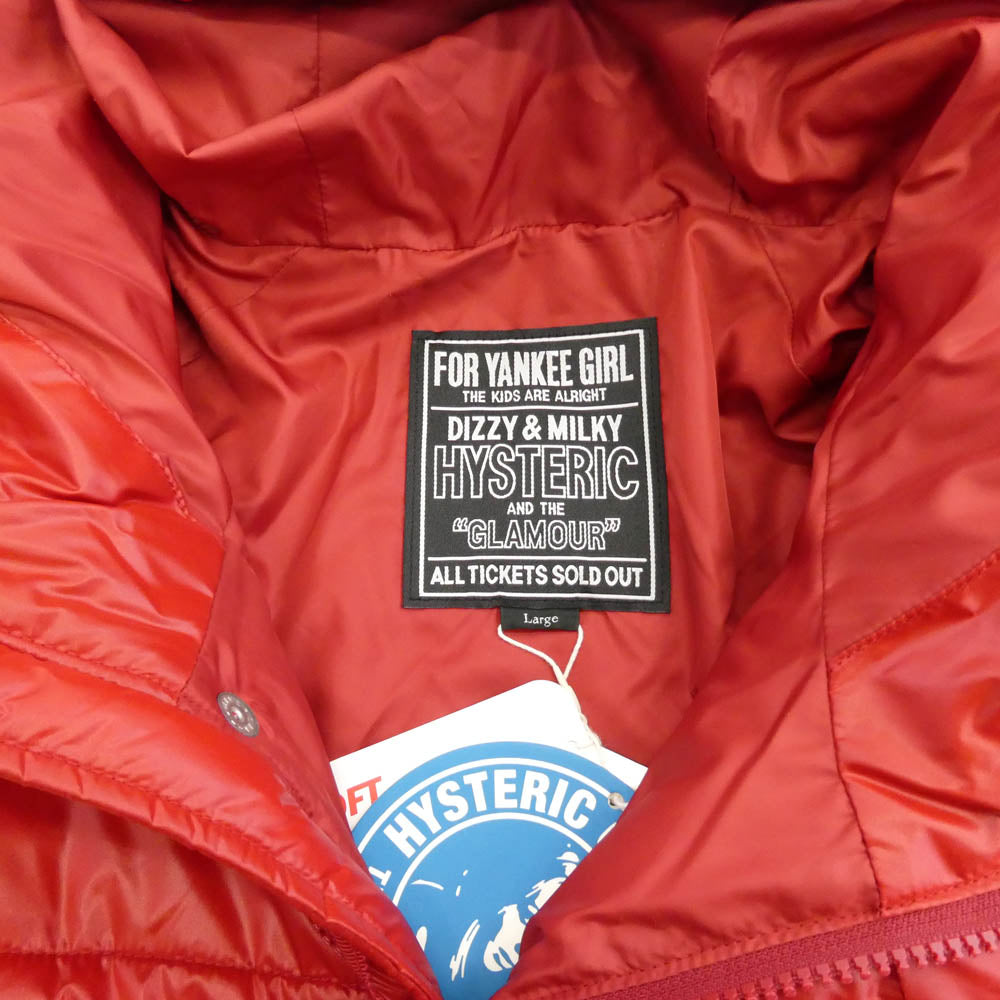 HYSTERIC GLAMOUR ヒステリックグラマー 23AW 02233AB03 HYSTERIC RACING ヒステリック レーシング ロゴ ワッペン フーデッド ブルゾン レッド系 L【新古品】【未使用】【中古】